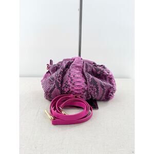 Vera Roloff Python Skin Leather Clutch Bag with Strap Pink Black